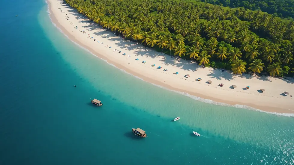 High angle view of peaceful Playa Mantas stretching along the shore