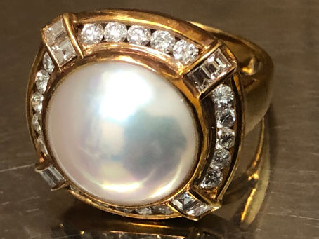 K18・パール・ダイヤモンドリングを南陽市のお客様から買取致しました。