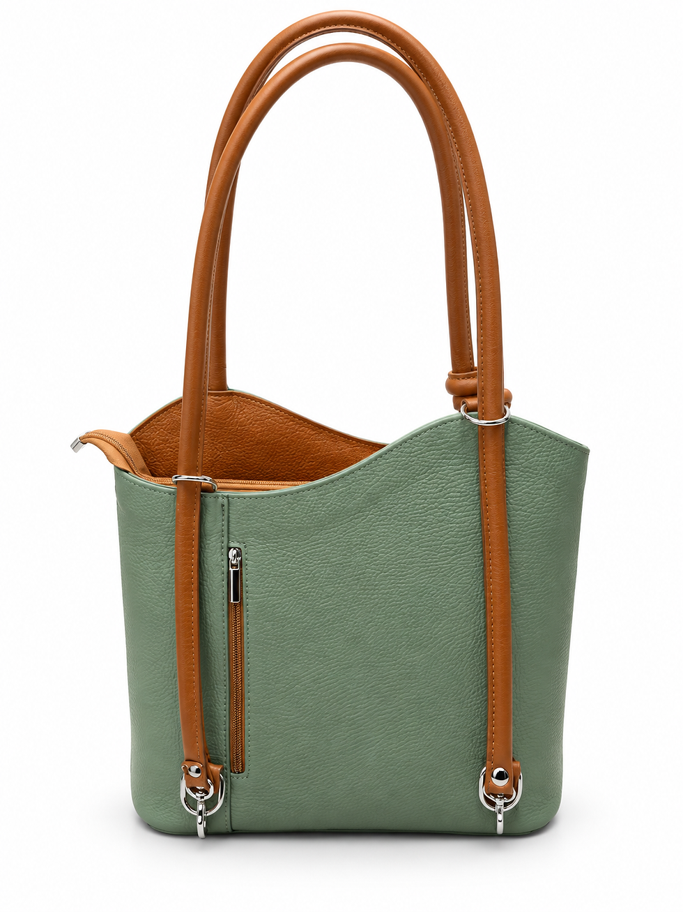 Miniature : Tipara 2-in-1 Genuine Leather Shoulder Bag & Backpack – Convertible Top-Zip Buck