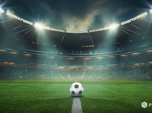 A stylized football pitch under bright stadium lights, with a single ball positioned at the center line. The Personar logo is at the bottom right.