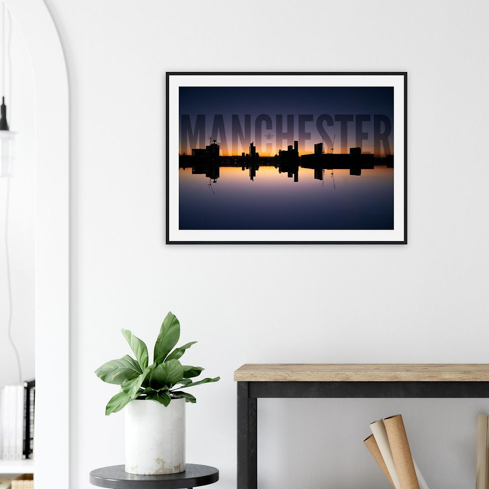Thumbnail: Manchester Dawn Skyline - Classic Semi-Glossy Paper Wooden Framed Poster