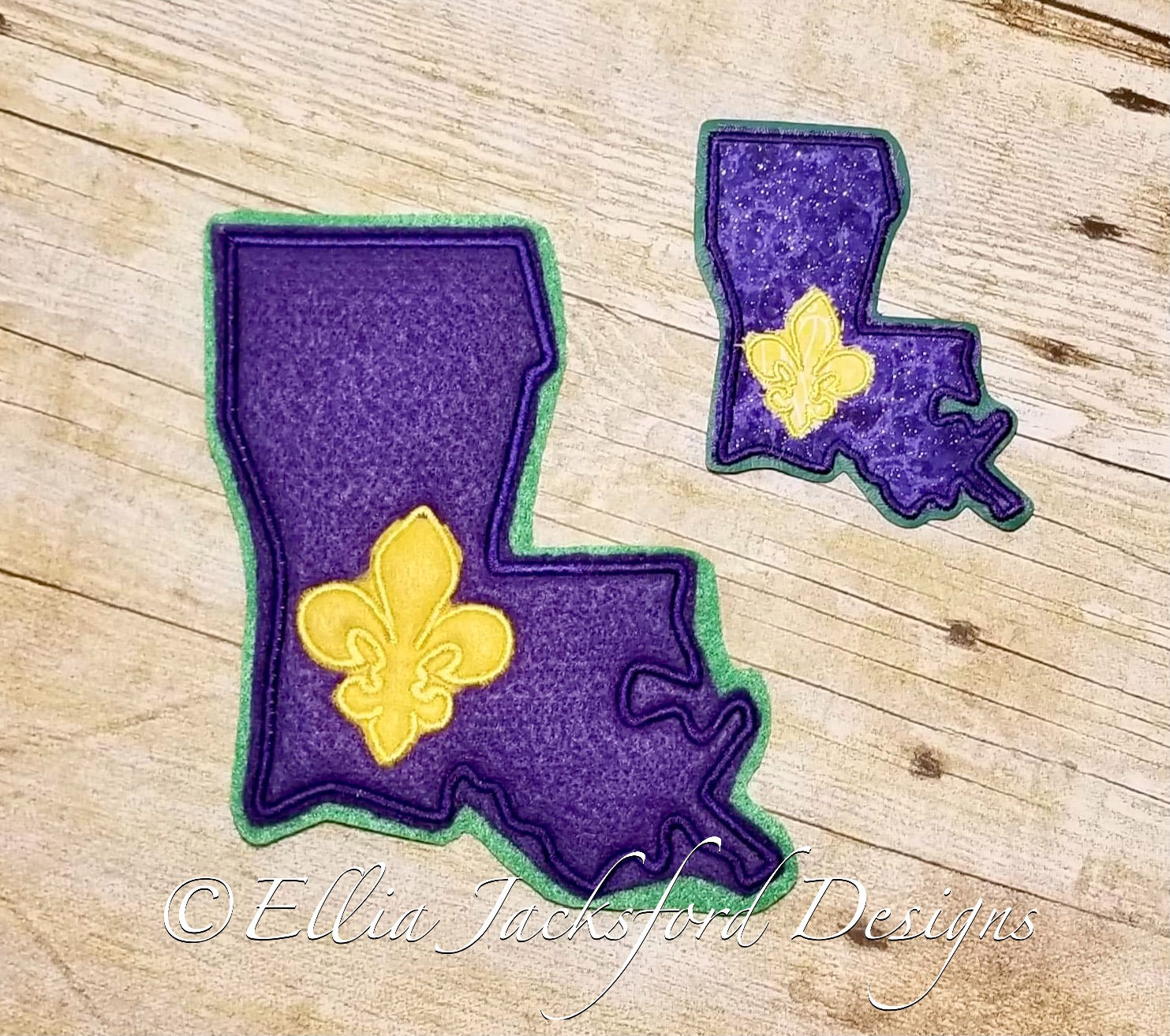 Louisiana Applique with Fleur de Lis Embroidery Design 2 SIZES