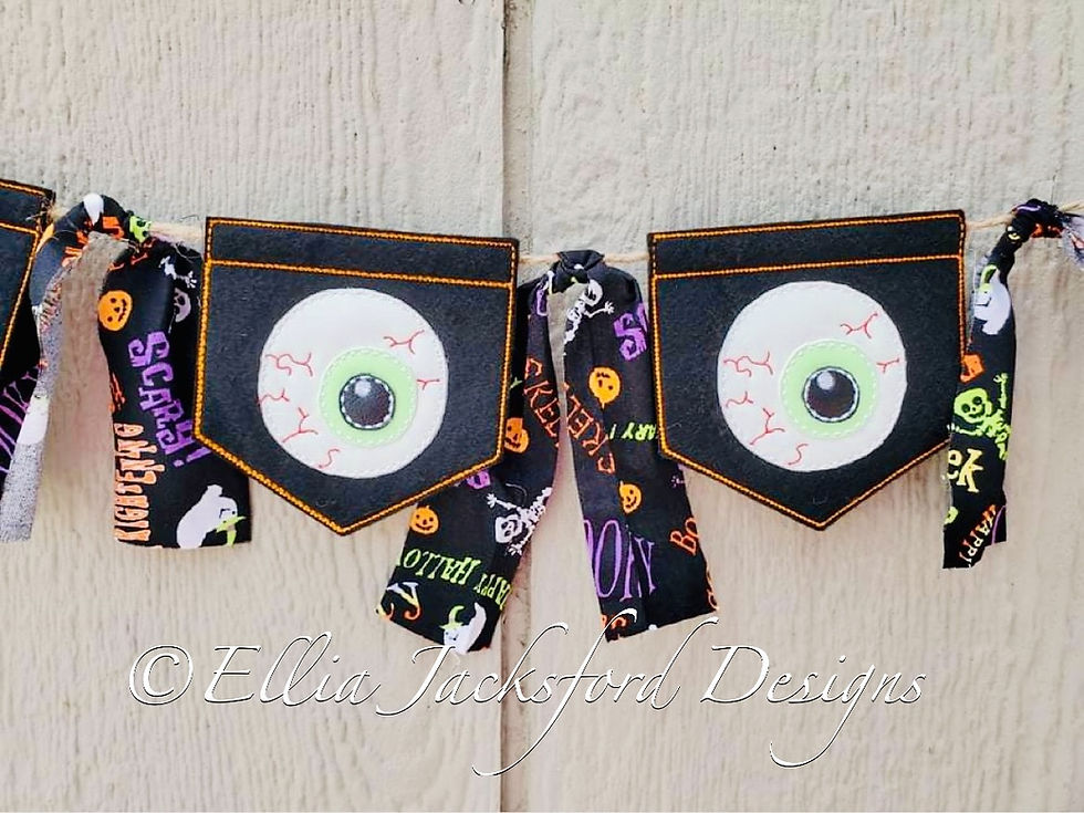 Thumbnail: ITH Spooky Halloween Banner Embroidery Design 2 FINISHES