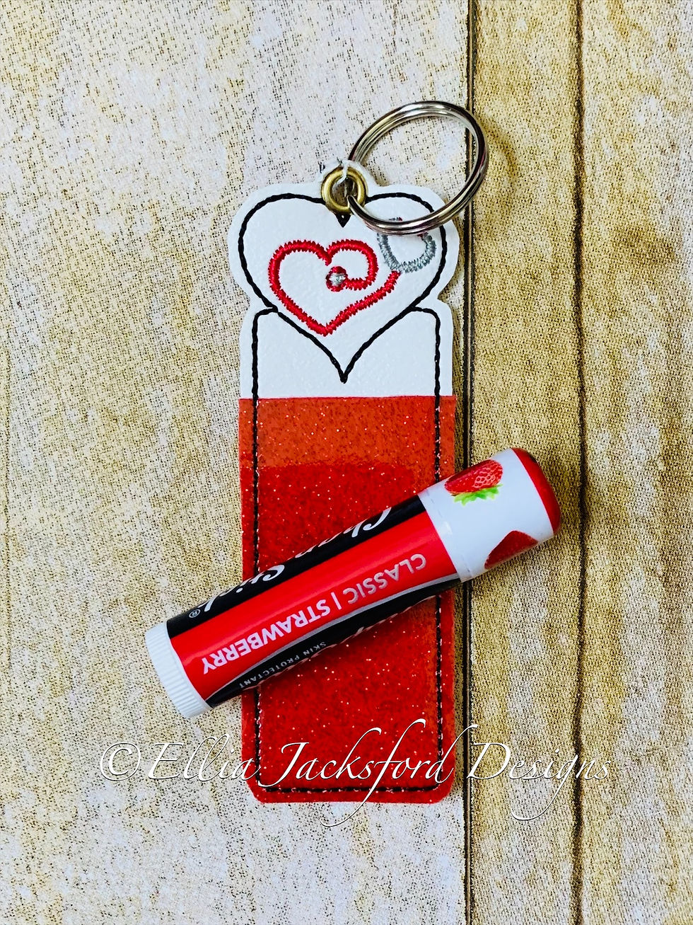 Thumbnail: ITH Heart Stethoscope Lipbalm Holder Embroidery Design 2 SIZES