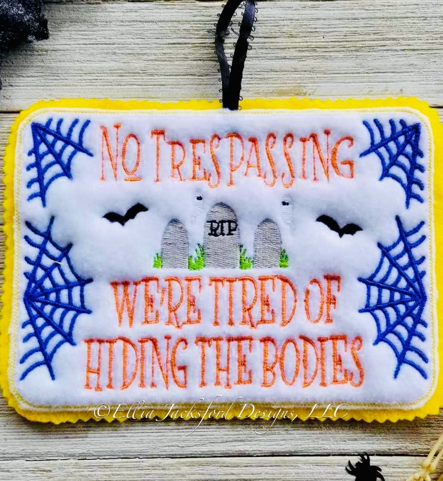 Thumbnail: No Trespassing Halloween Large Feltie Embroidery Design 3 SIZES