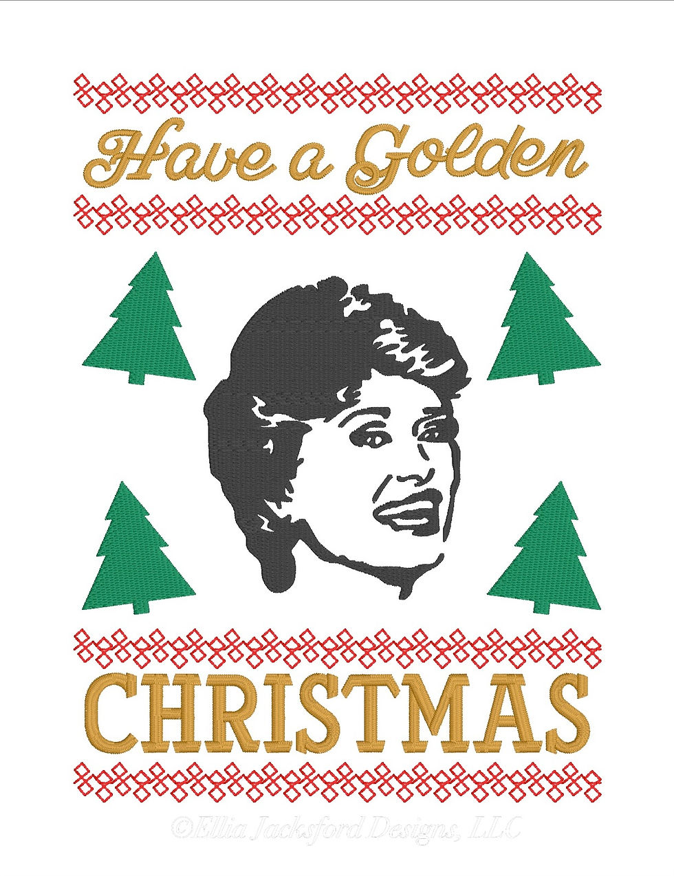 Thumbnail: Golden Blanche Holiday Embroidery Design 3 SIZES