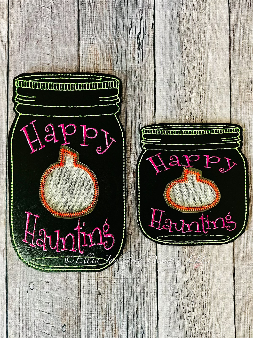 Thumbnail: Happy Haunting Glass Jar Candy Holder Embroidery Design 2 SIZES