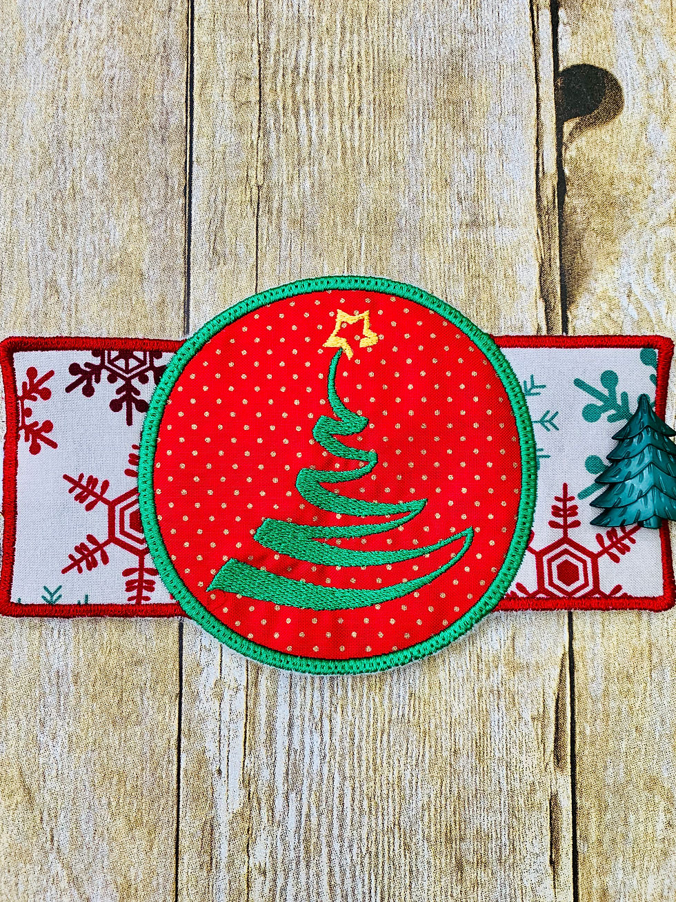 Thumbnail: ITH 4x4 Christmas Tree Coffee Sleeve Embroidery Design