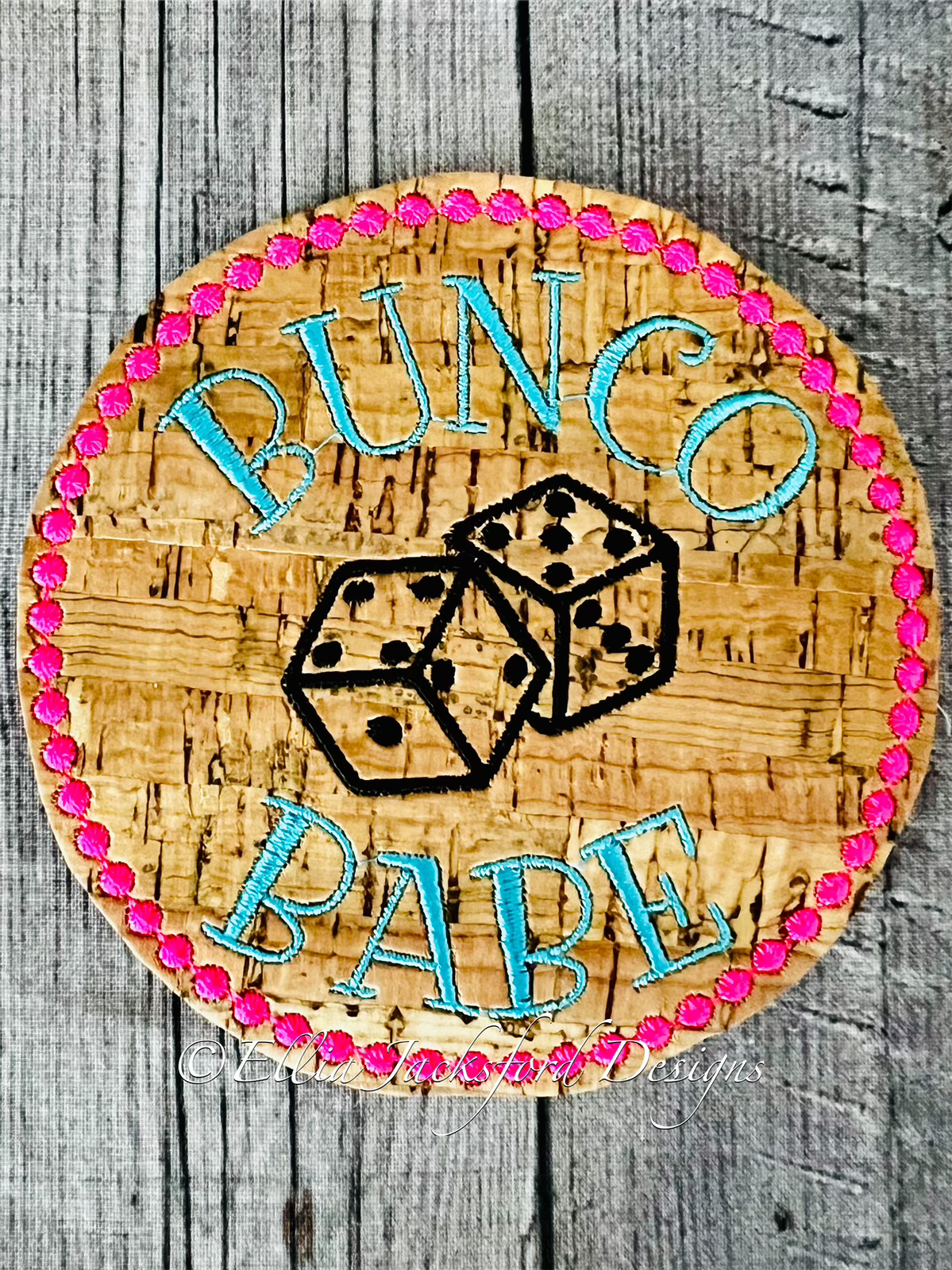 Bunco Babe Coaster Embroidery Design