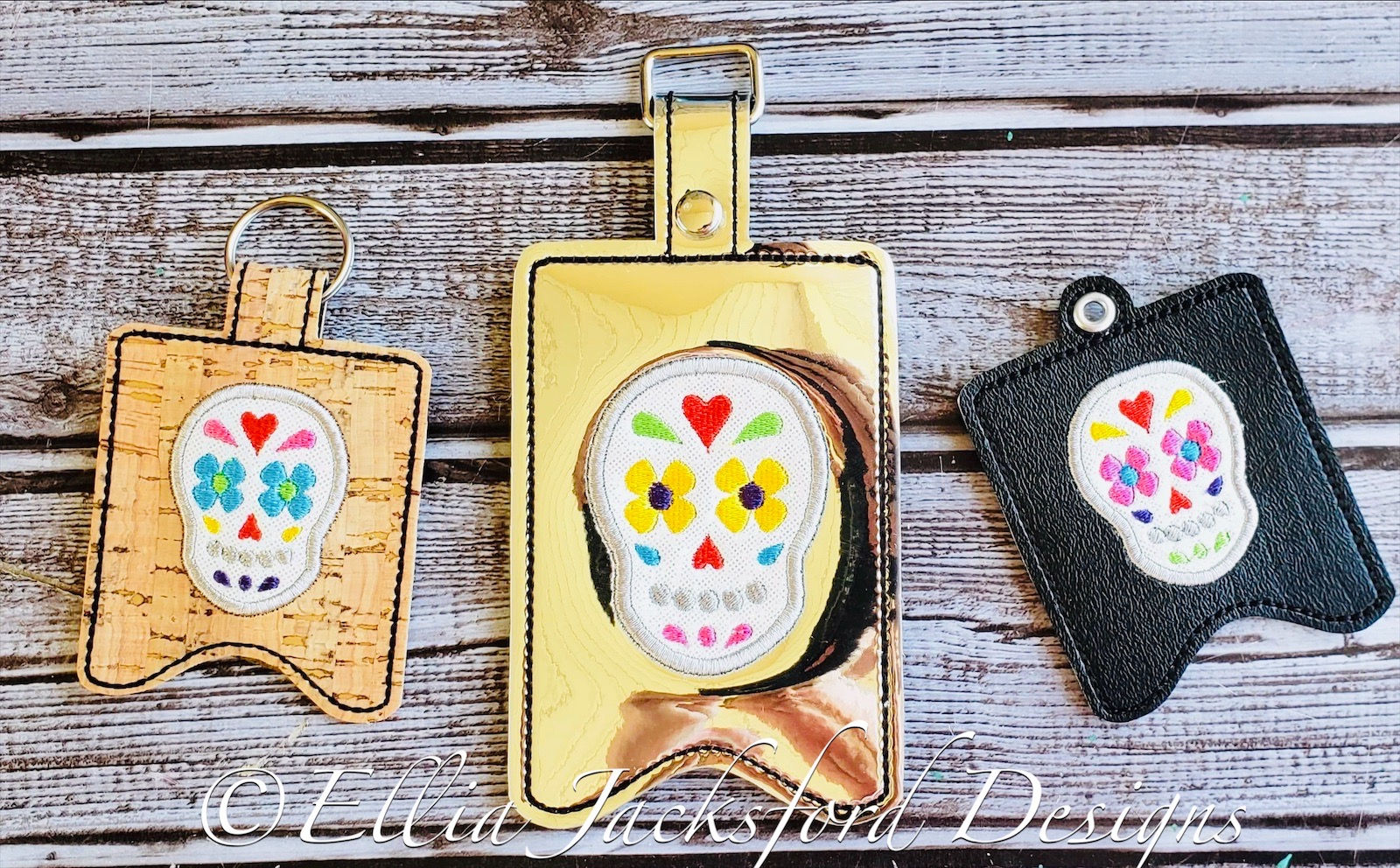 Sugar Skull Sanitizer Holder Embroidery Design SET