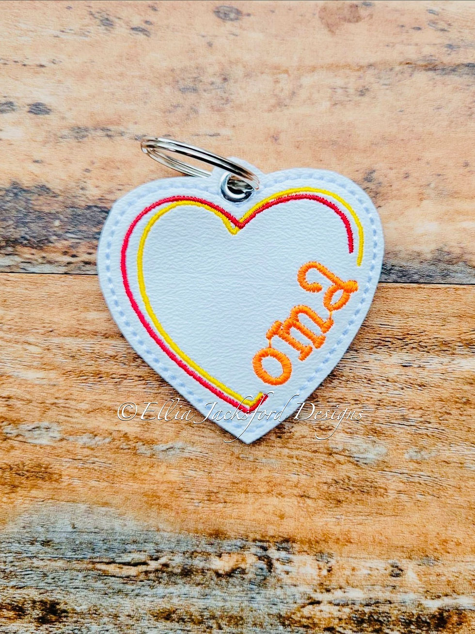 Thumbnail: Oma Heart Keyfob Embroidery Design 2 FINISHES