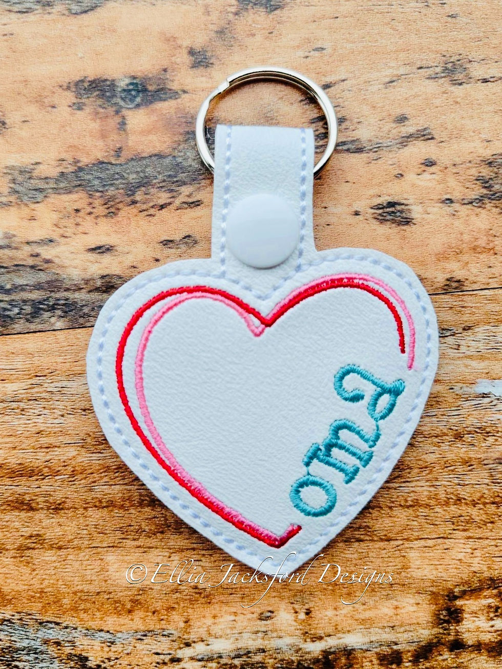Thumbnail: Oma Heart Keyfob Embroidery Design 2 FINISHES