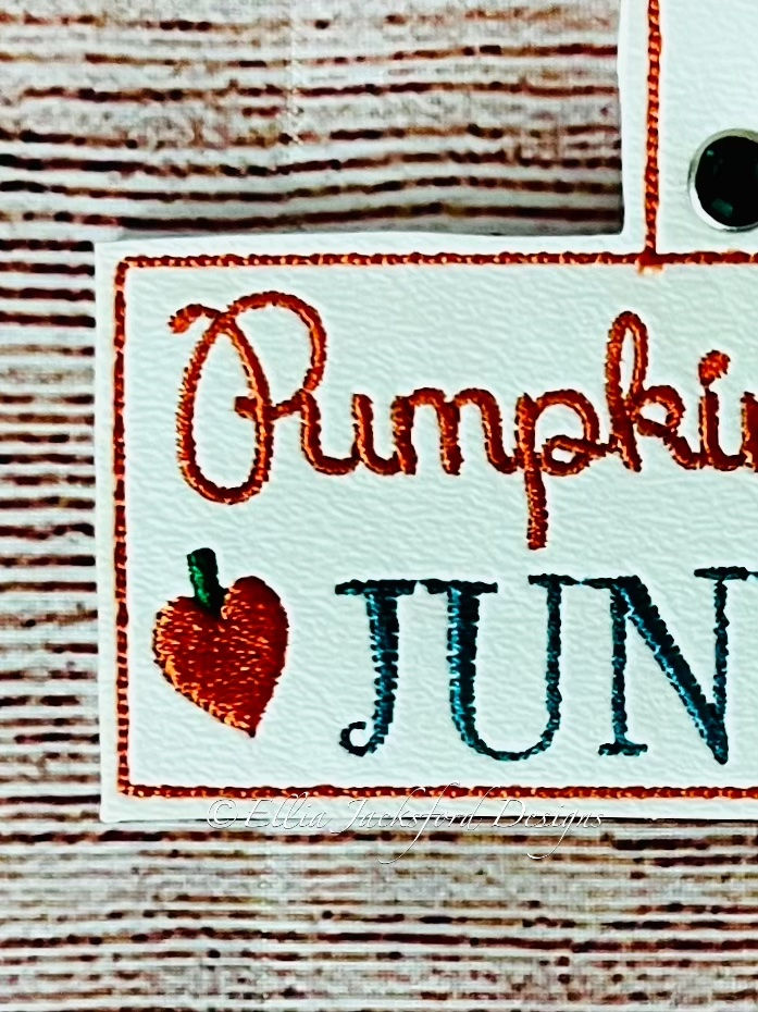 Thumbnail: Pumpkin Spice Junkie Keyfob Embroidery Design 2 FINISHES