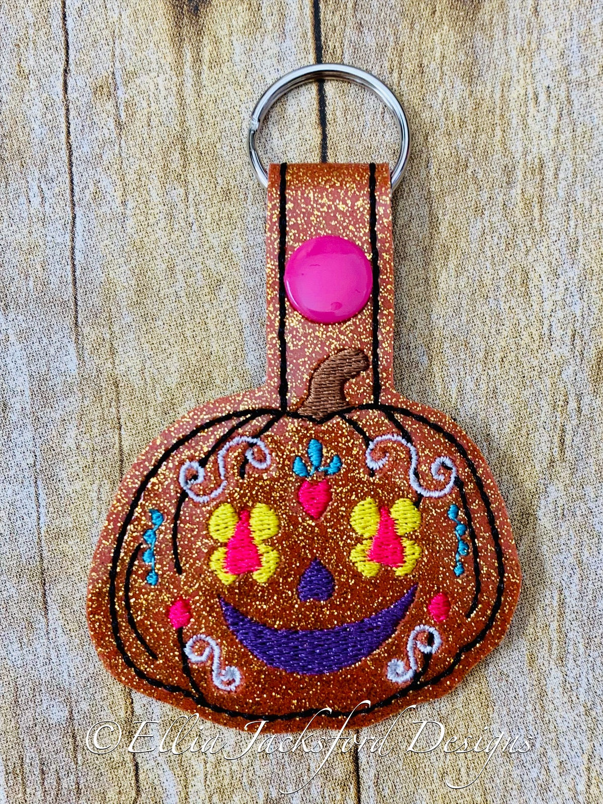 Day of the Dead Pumpkin Keyfob Embroidery Design
