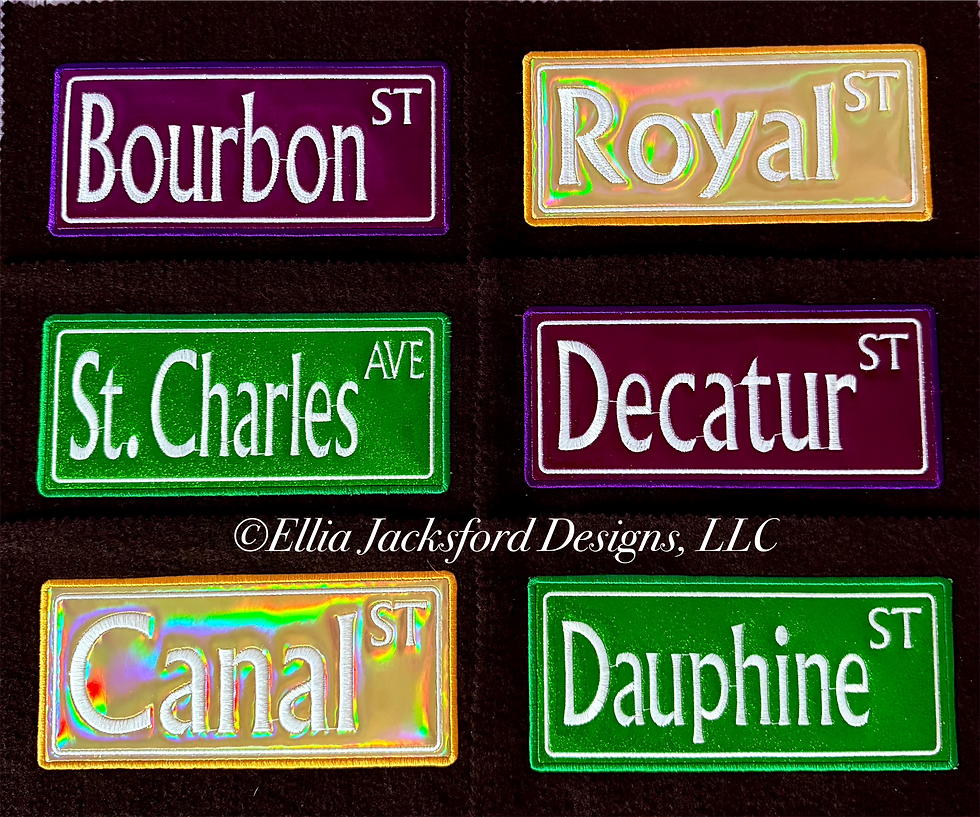 Thumbnail: 4x4 Mardi Gras Street Sign Applique Embroidery Design BUNDLE