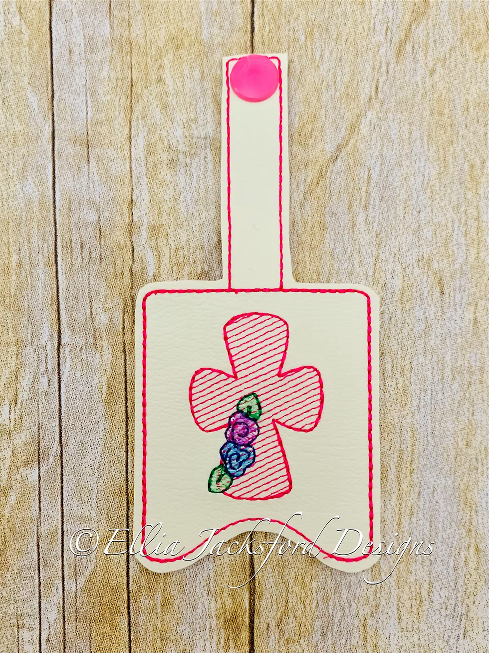 Thumbnail: ITH Sketch Cross Hand Sanitizer Case Embroidery Design SET of 3