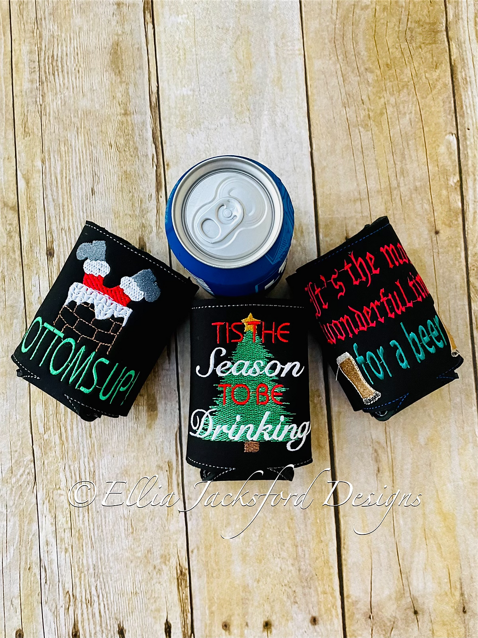 Thumbnail: ITH Christmas Can Insulator Embroidery Design SET OF 3