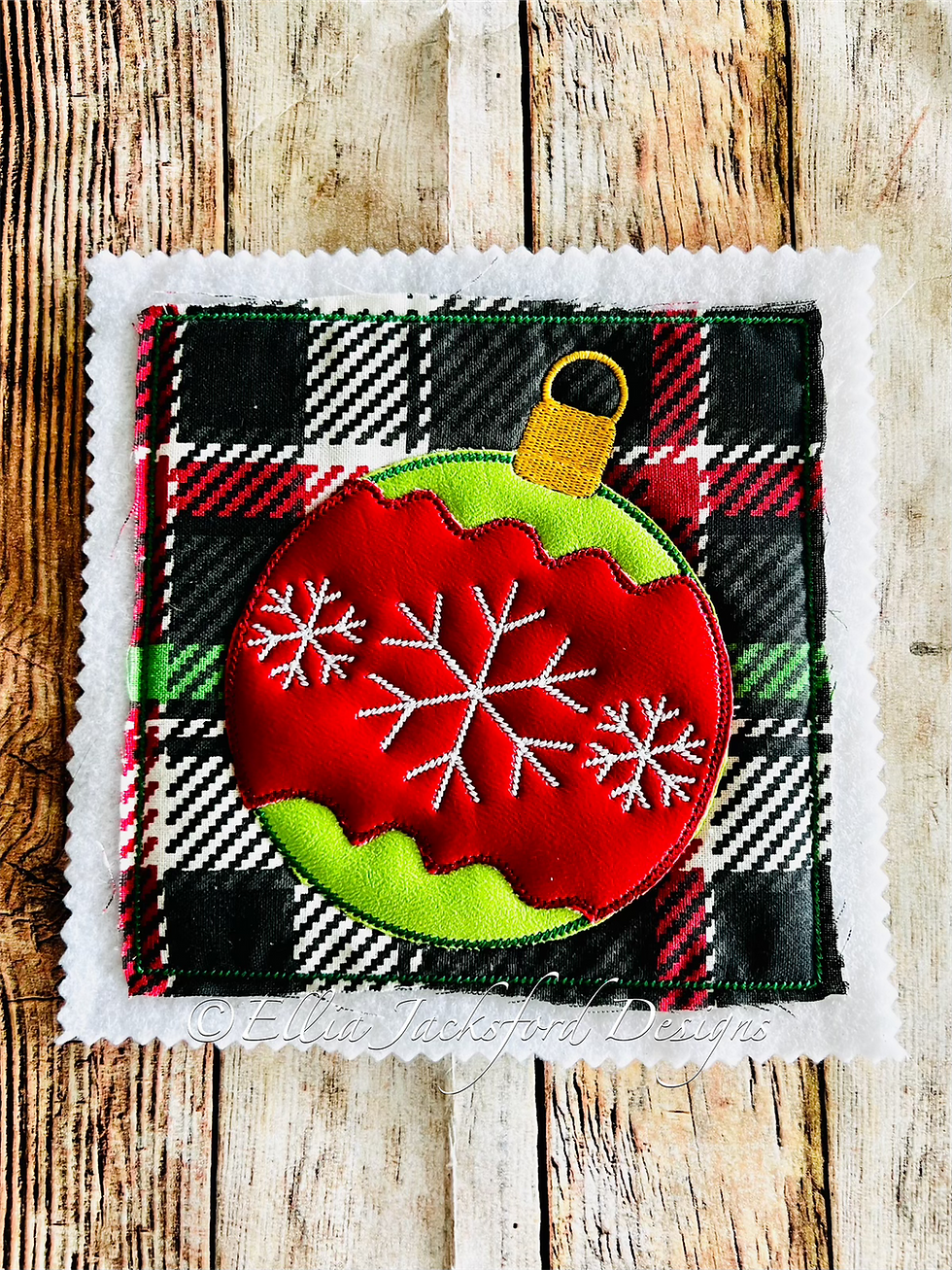 Thumbnail: Raw Edge Christmas Ornament Applique Embroidery Design 2 SIZES