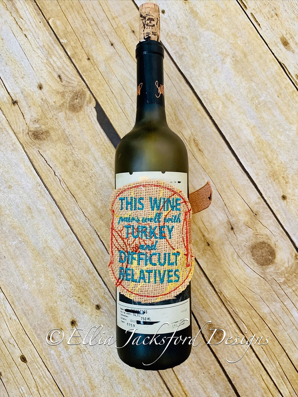 Thumbnail: Wine Pairing Wine Bottle Wrap Embroidery Design