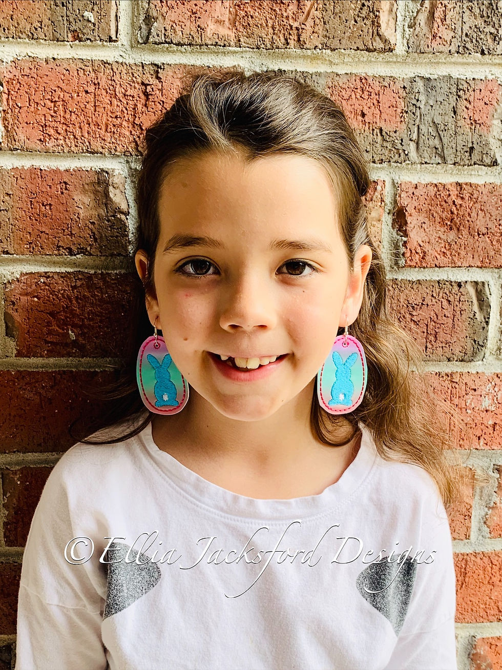 Thumbnail: ITH Easter Bunny Egg Earrings Embroidery Design