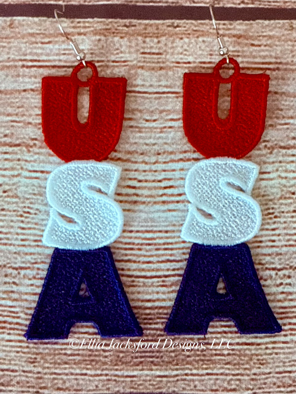 Thumbnail: FSL Large Americana Earring Embroidery Design Bundle