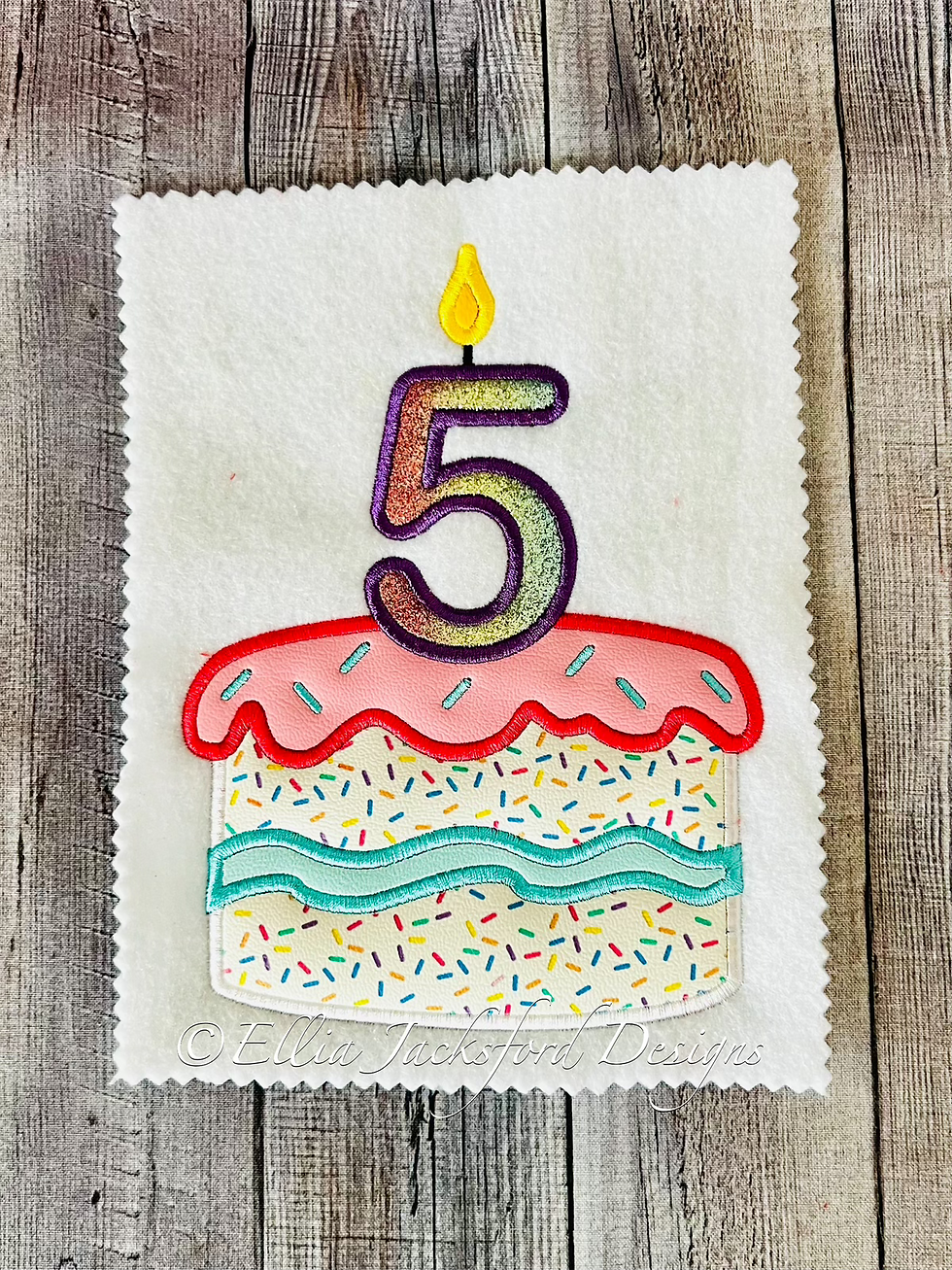 Thumbnail: 5th Birthday Cake Applique Embroidery Design 2 SIZES
