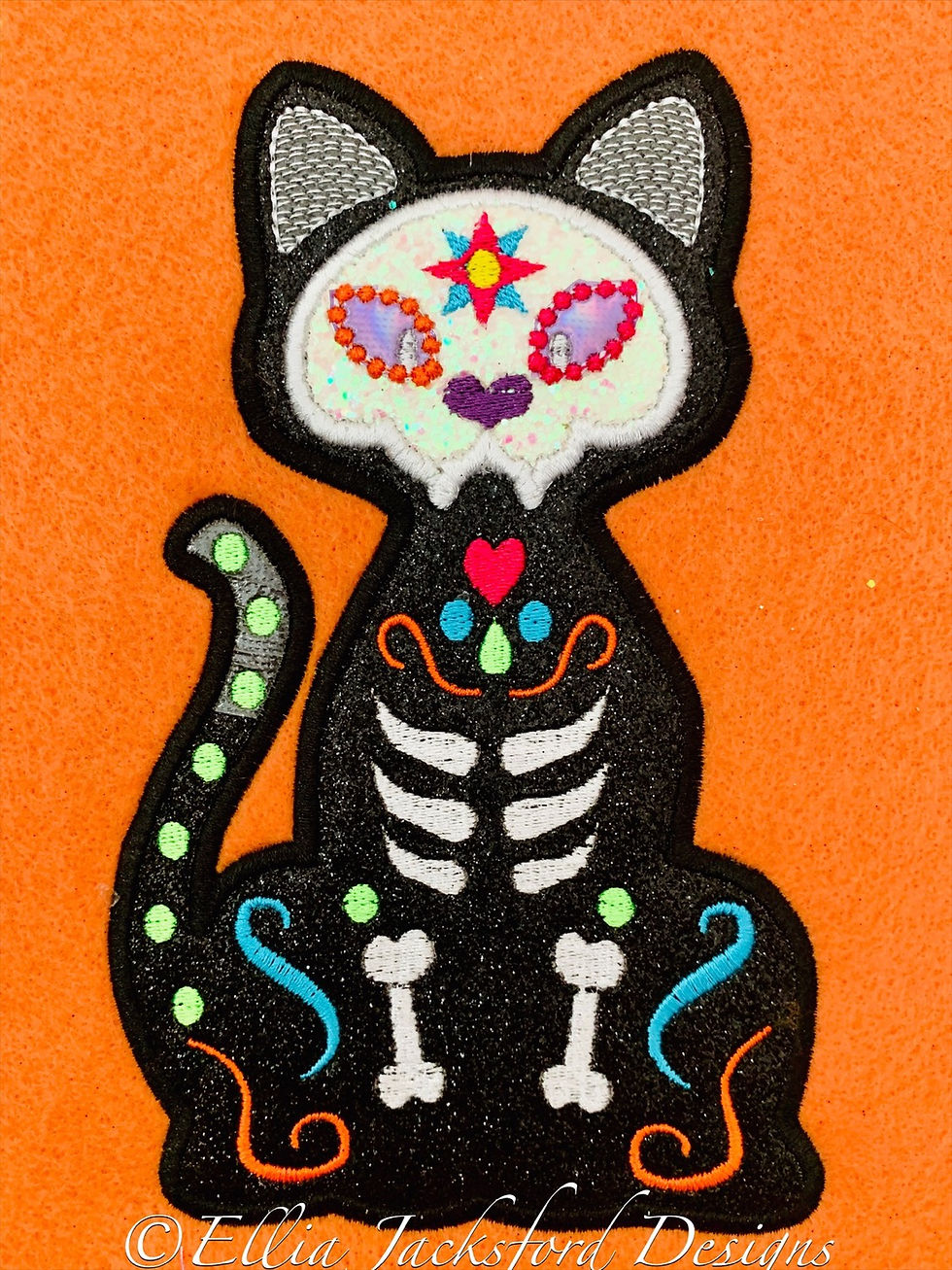 Thumbnail: Day of the Dead Cat Applique 2 SIZES