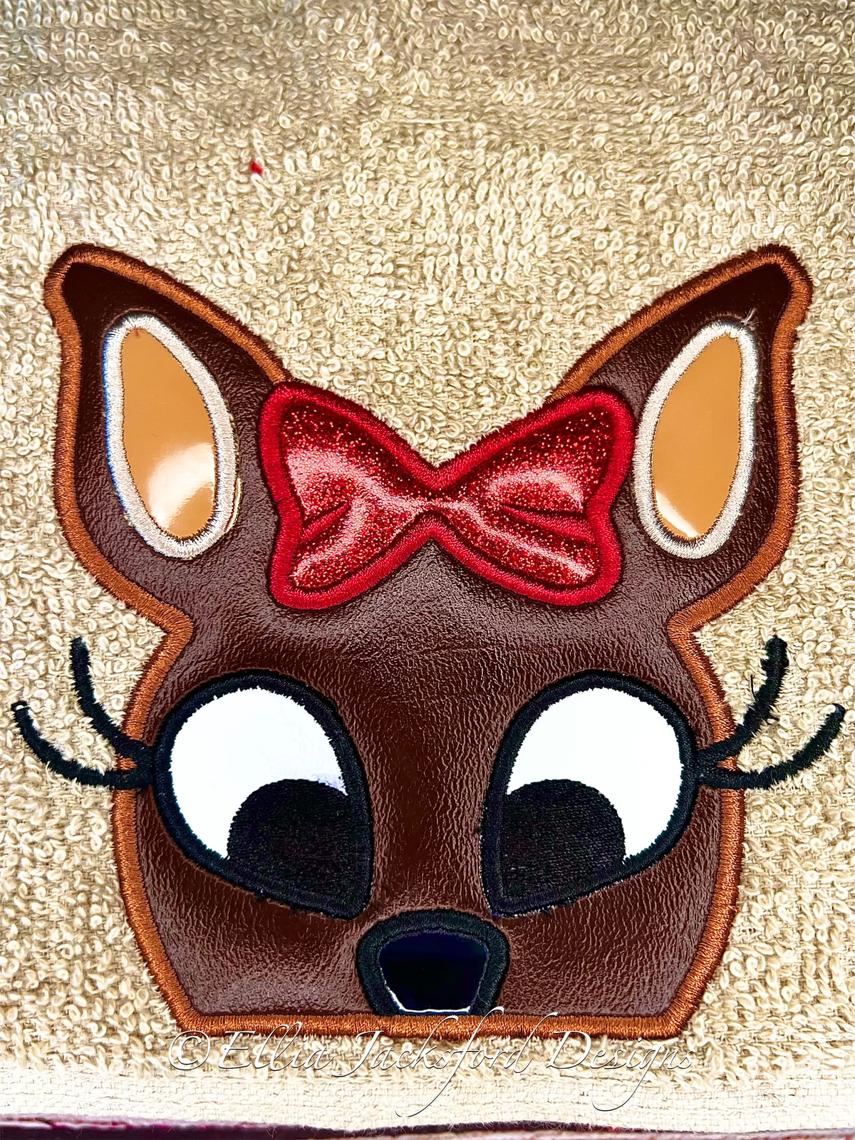 Girl Reindeer Peeker Embroidery Design 2 SIZES