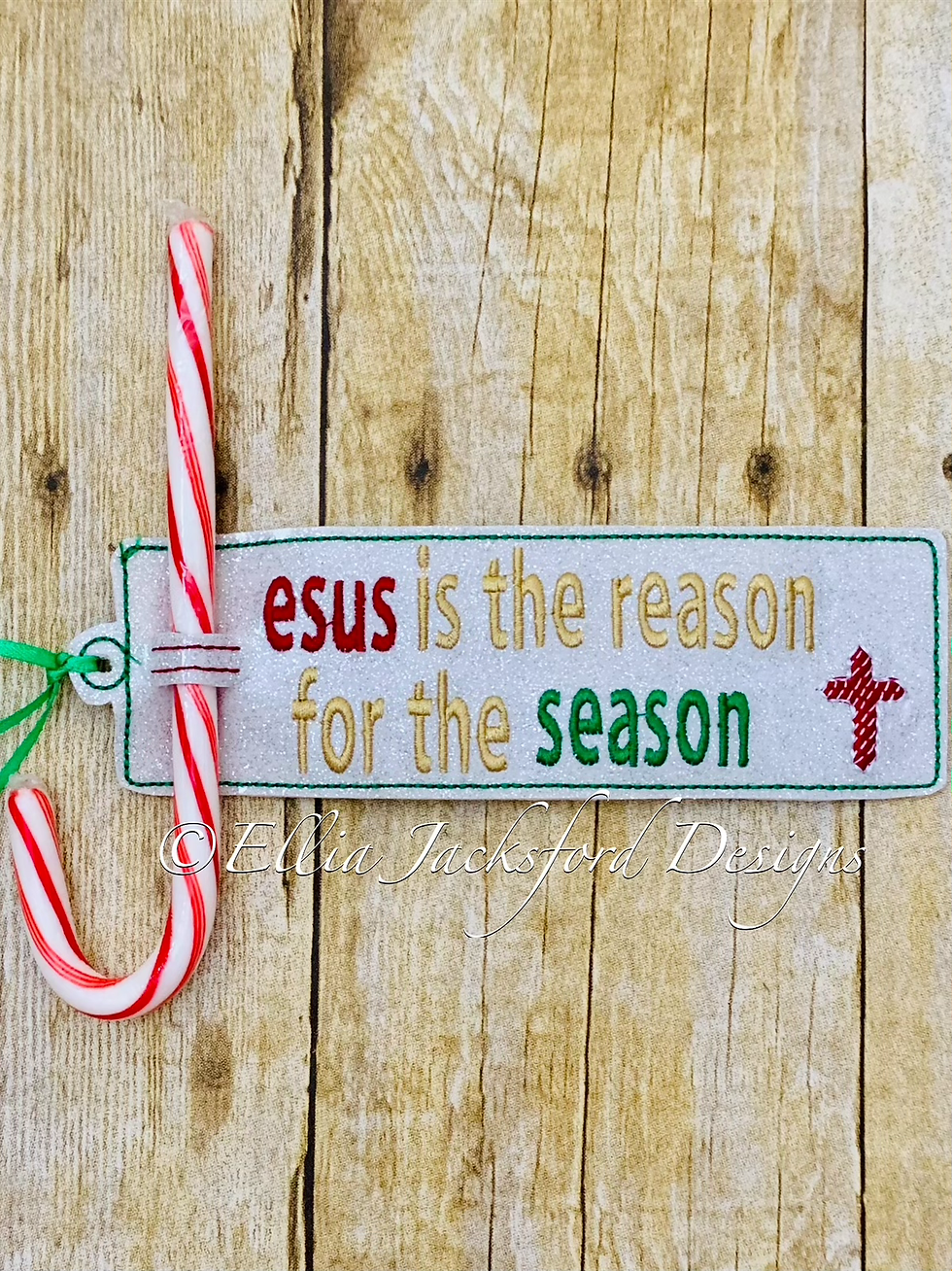 Thumbnail: Jesus is the Reason Candy Cane Holder Embroidery Design