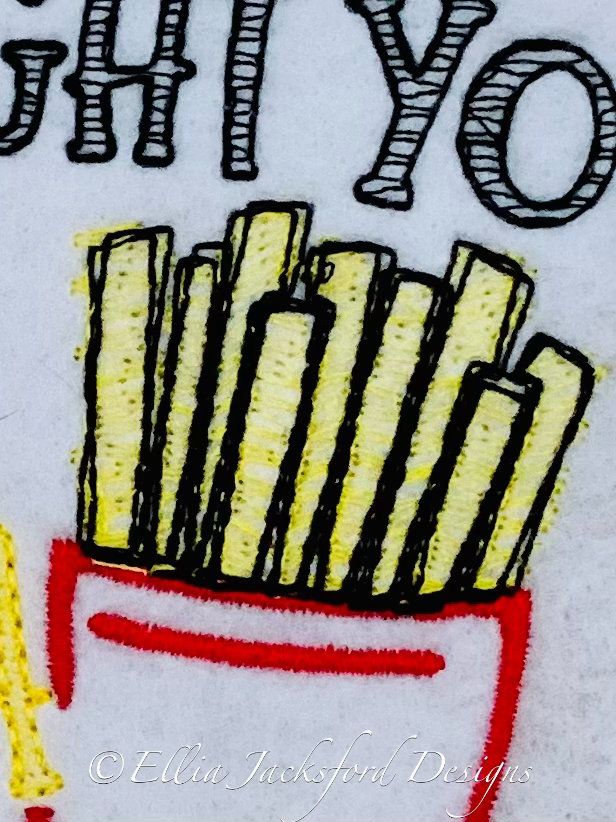 Thumbnail: Extra Fries Sketch Embroidery Design 3 SIZES