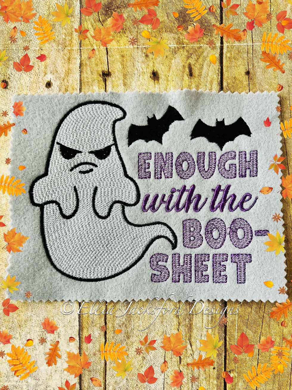 Thumbnail: Enough Boo Sheet Sketch Embroidery Design 3 SIZES
