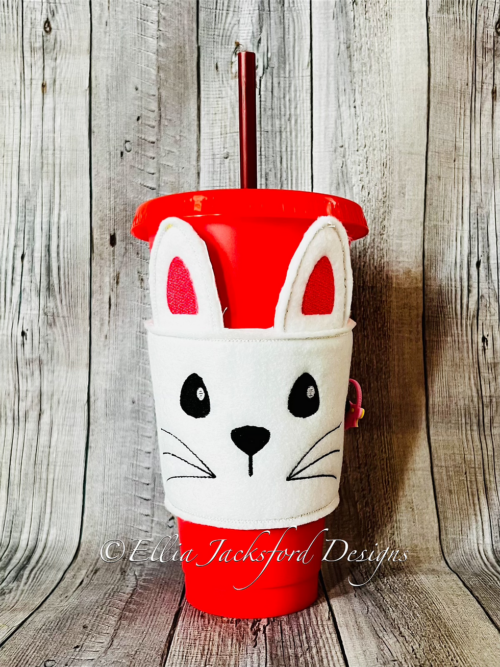 Thumbnail: Bunny Coffee Sleeve Embroidery Design