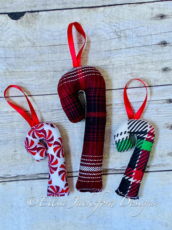 ITH Candy Cane Christmas Ornament Embroidery Design