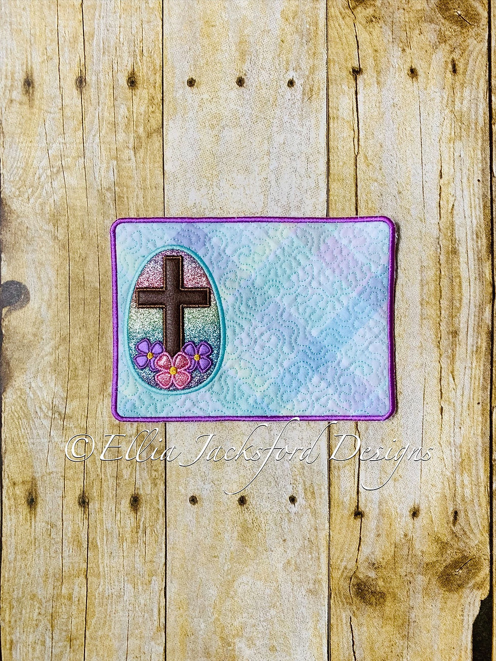Thumbnail: ITH No Sew Easter Cross Mug Rug Embroidery Design