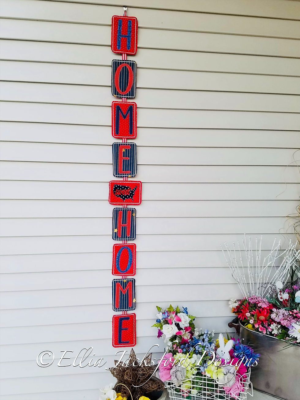 Thumbnail: ITH Home Sweet Home Americana Banner Embroidery Design 2 SIZES