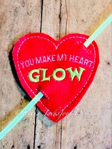 Thumbnail: Glow Heart Valentine Embroidery Design 2 SIZES