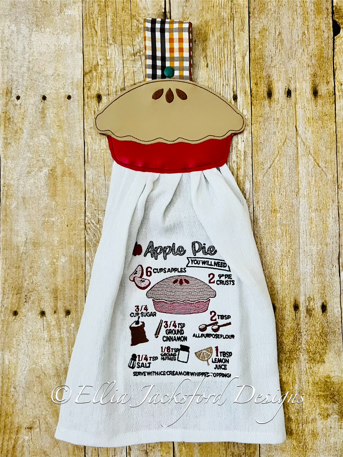 ITH Apple Pie Towel Topper Embroidery Design FREE SKETCH DESIGN INCLUDED
