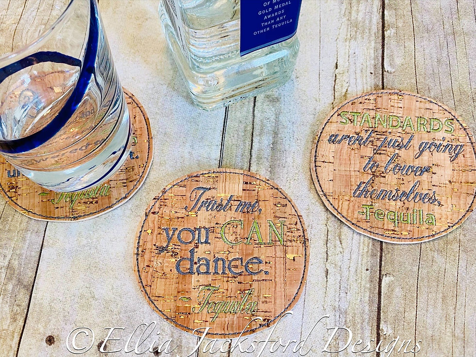 Thumbnail: ITH Tequila Sayings Coaster Set Embroidery Design