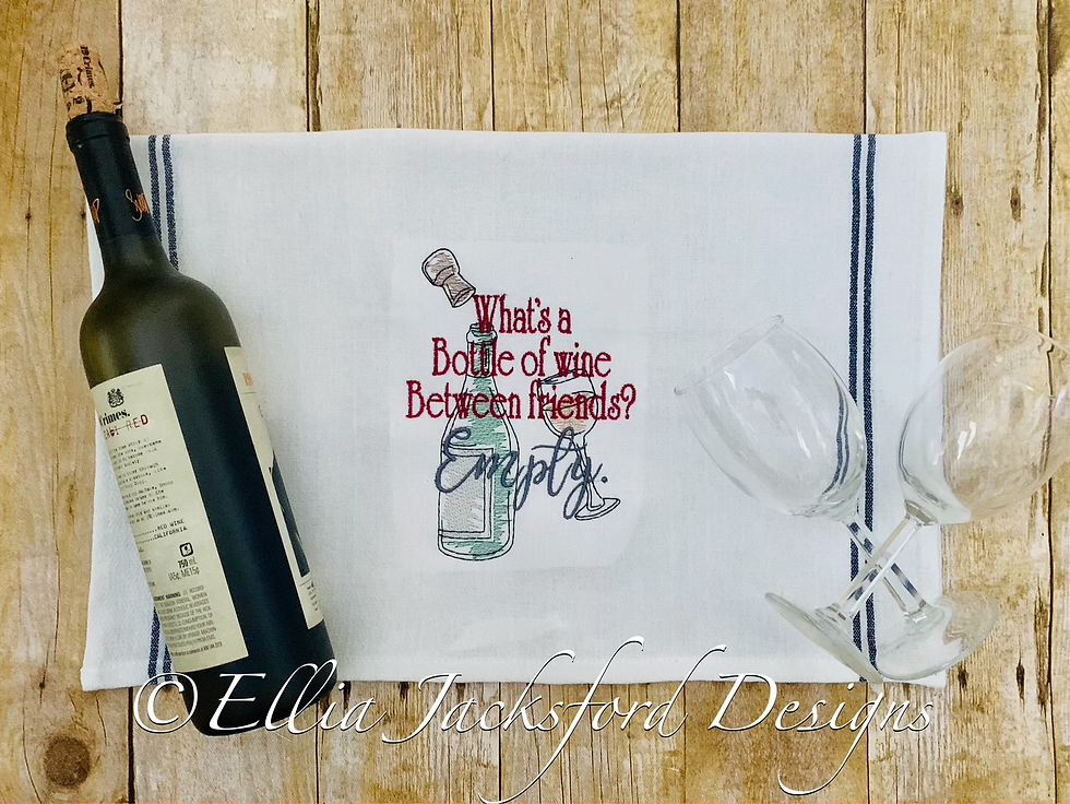 Thumbnail: Wine Between Friends Sketch Embroidery Design 2 SIZES