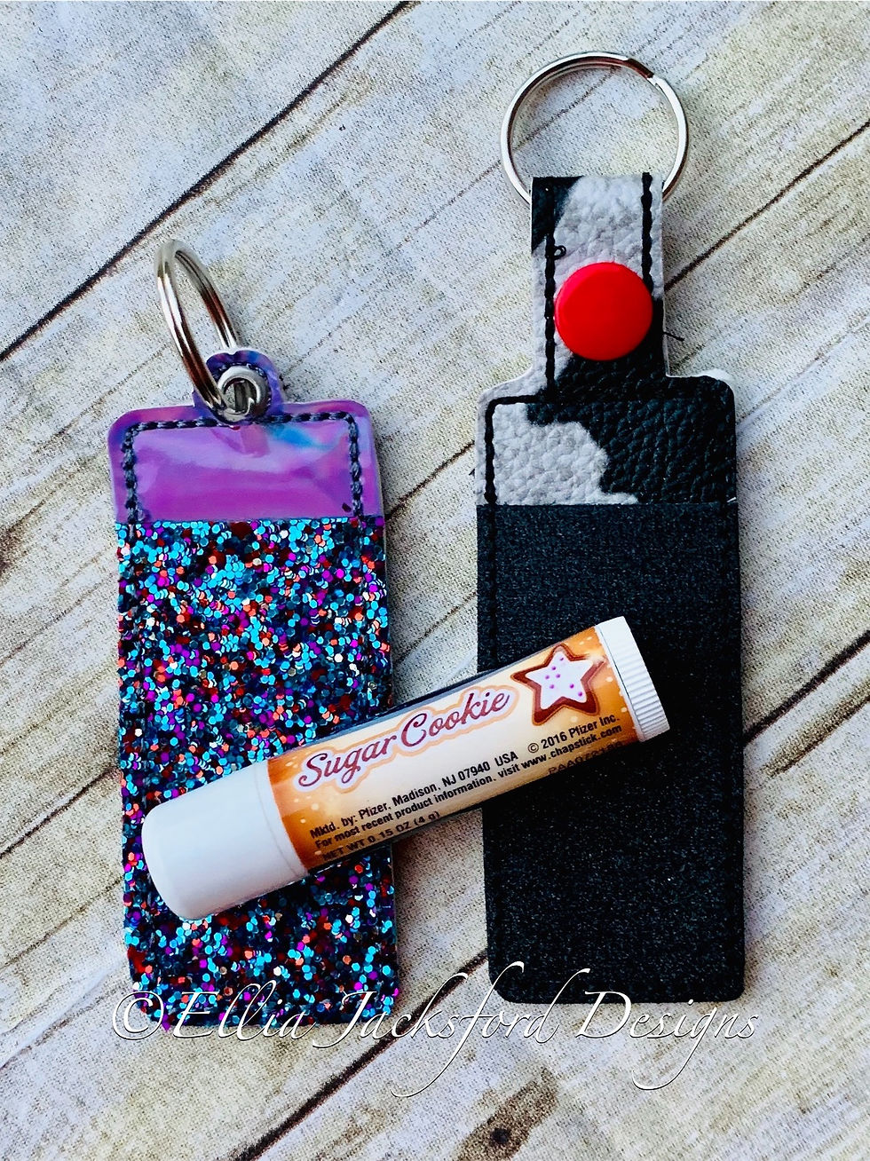 Thumbnail: ITH Lipbalm Holder Keyfob Embroidery Design 2 SIZES