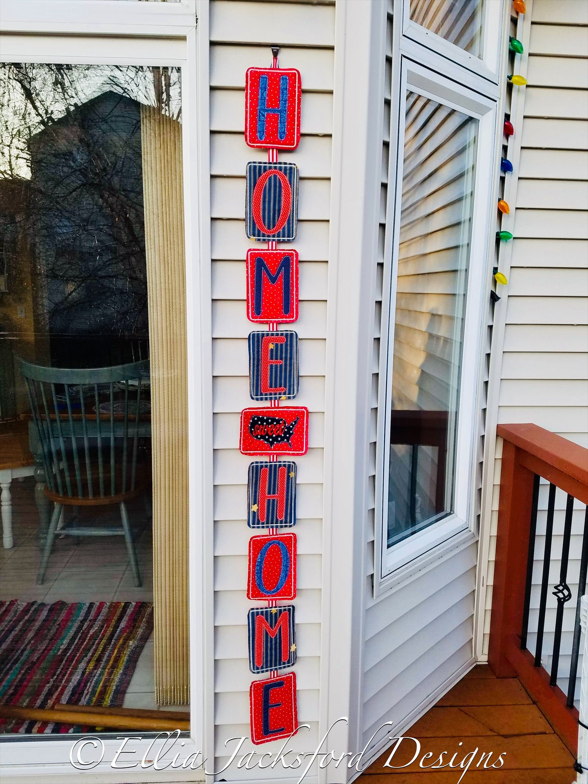 ITH Home Sweet Home Americana Banner Embroidery Design 2 SIZES