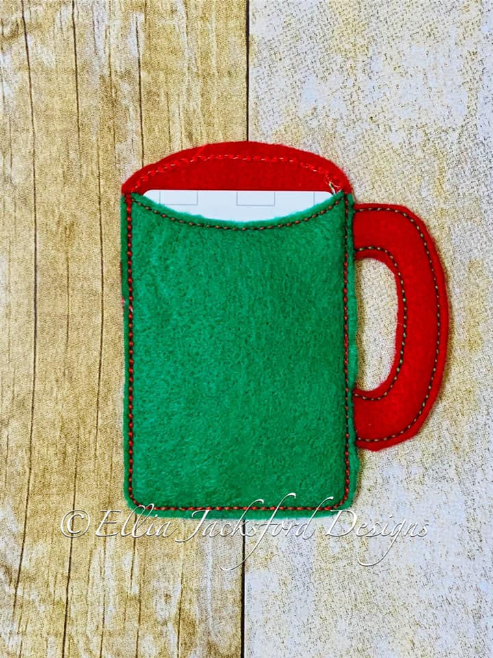 Thumbnail: ITH Coffee Cup Gift Card Holder Embroidery Design