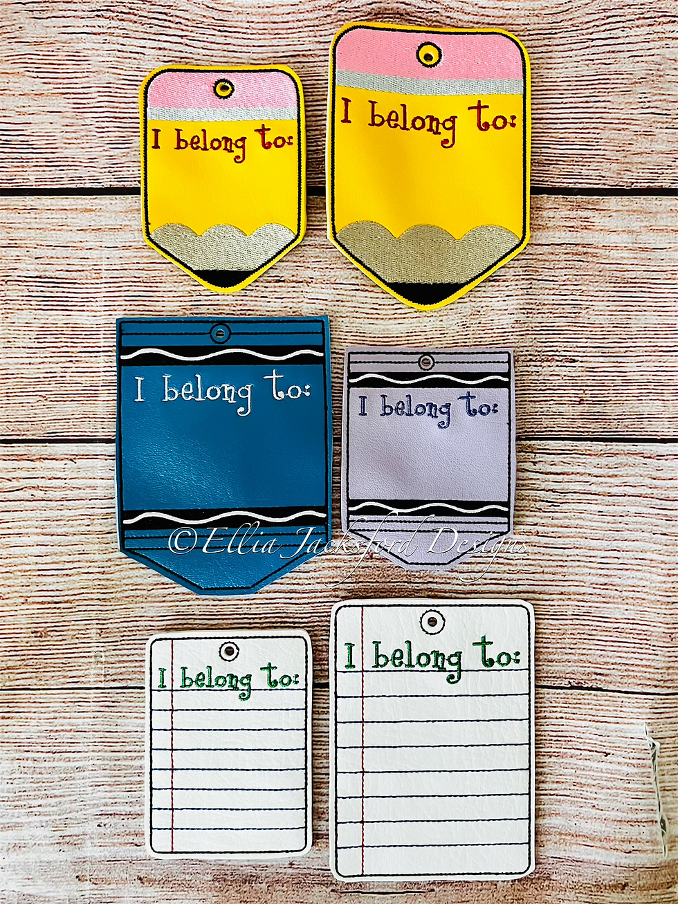 Thumbnail: Backpack Tag Embroidery Design SET OF 3