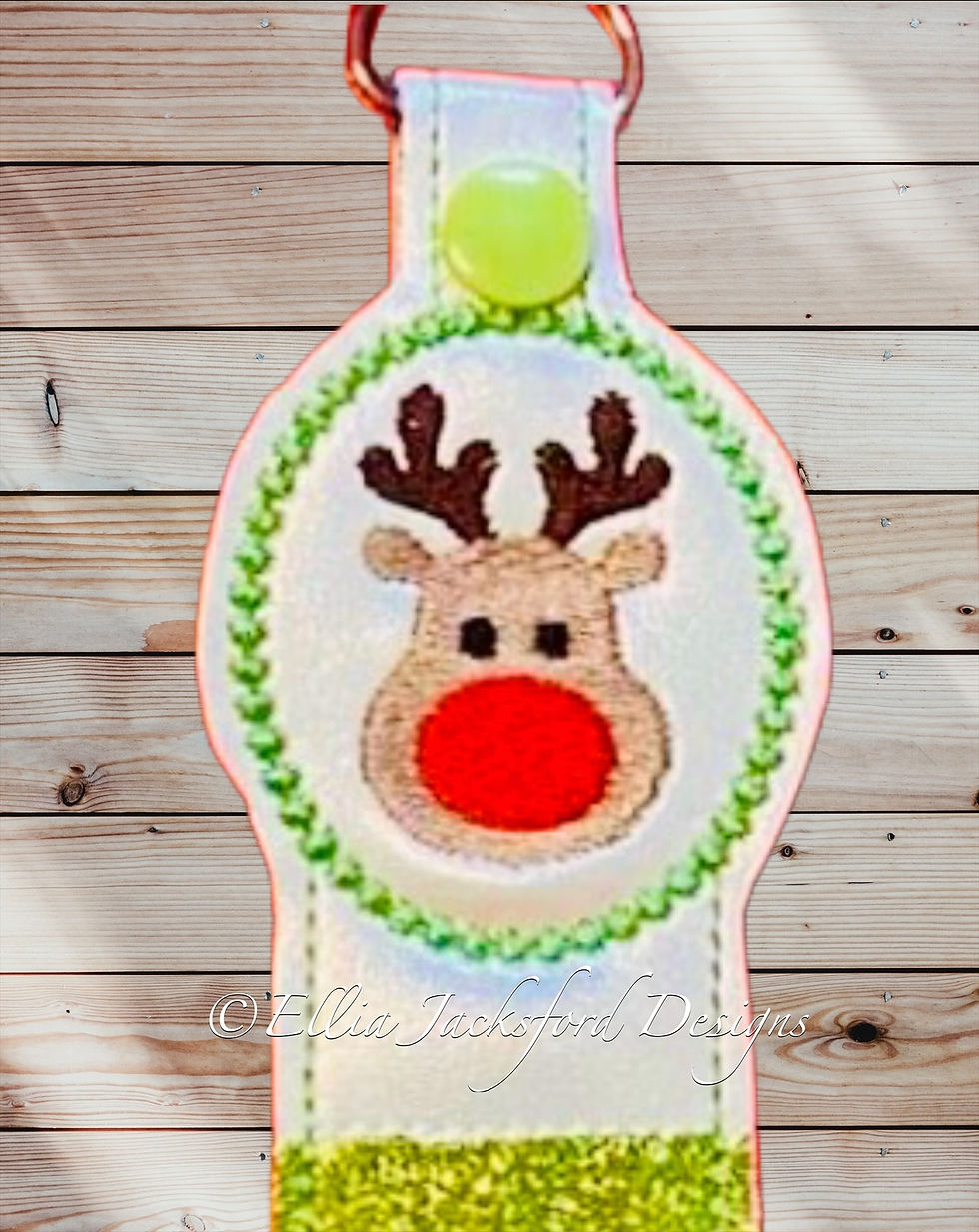Thumbnail: Red Nosed Reindeer Lipbalm Holder Embroidery Design 2 FINISHES