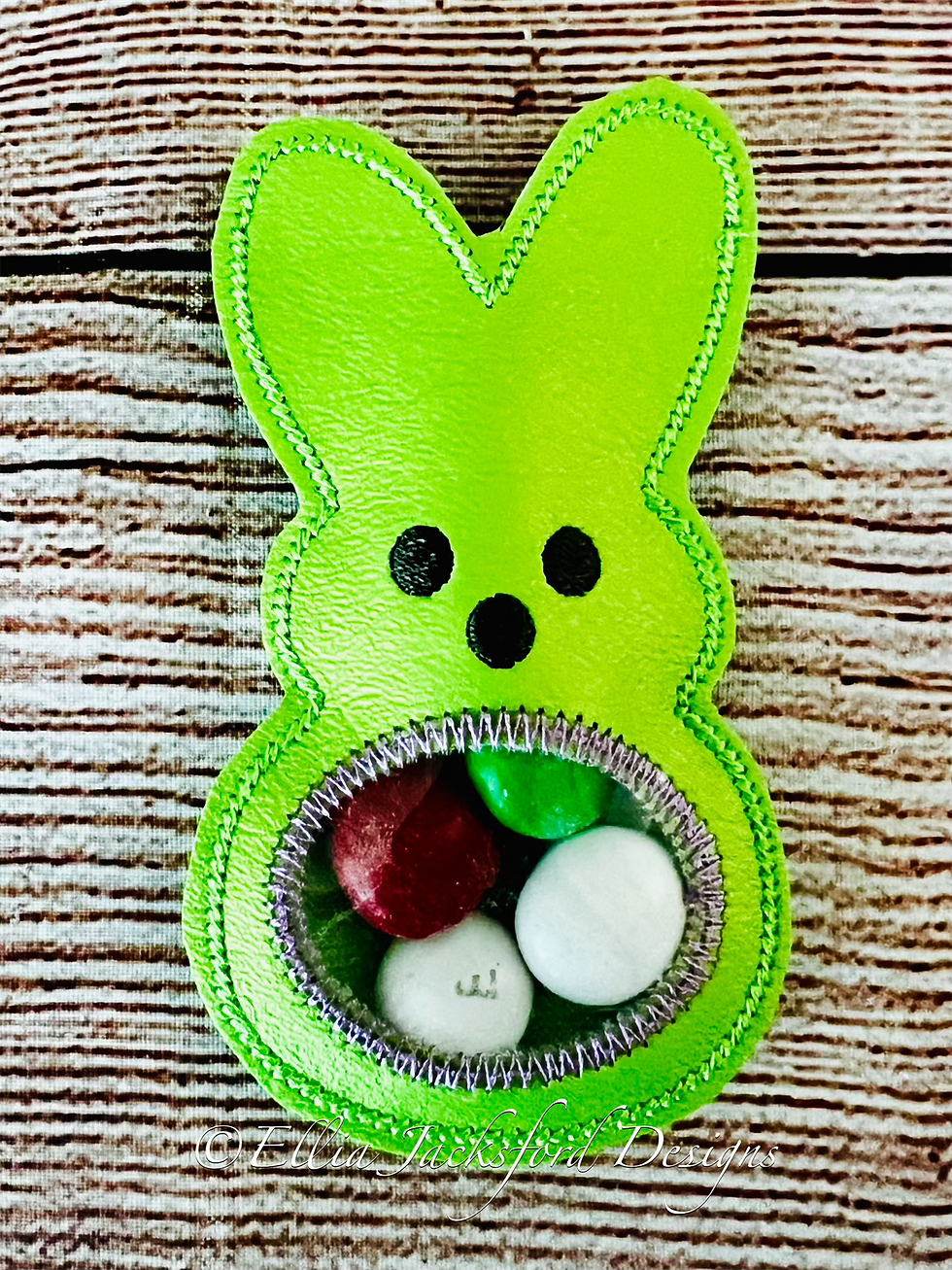Thumbnail: Marshmallow Bunny Jelly Bean Holder Embroidery Design 2 SIZES