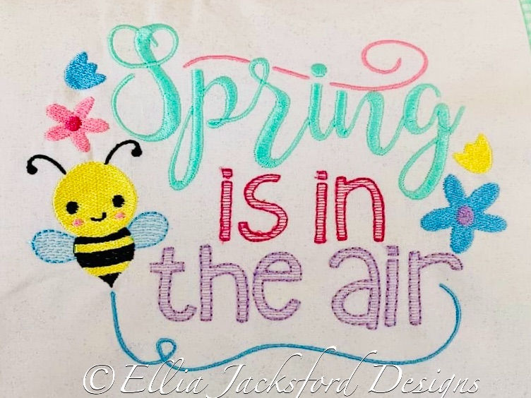 Thumbnail: Spring Is In The Air Sketch Embroidery Design 2 SIZES