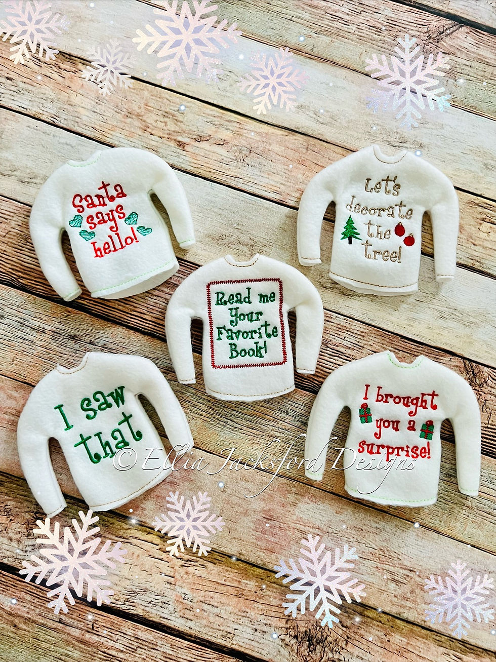 Thumbnail: Christmas Doll Sweater Embroidery Design SET OF 5