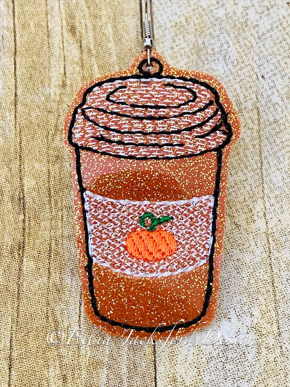 Thumbnail: Pumpkin Spice Latte Earring Embroidery Design