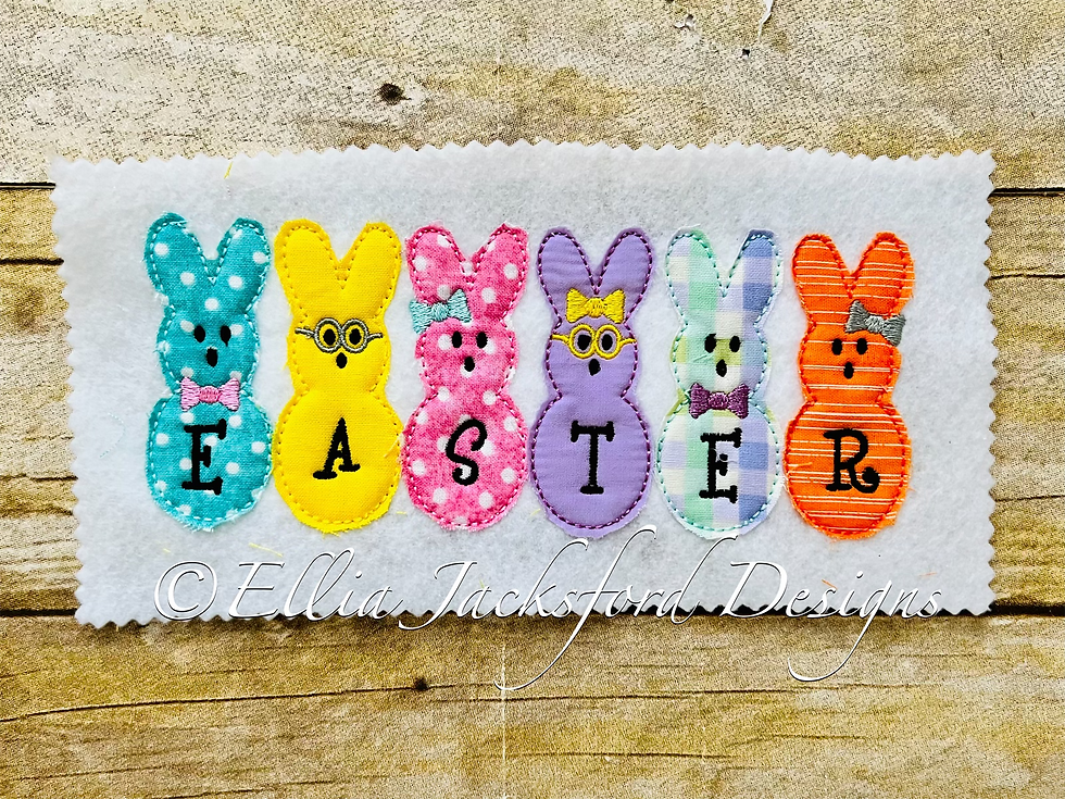 Thumbnail: Marshmallow Bunnies Easter Applique Embroidery Design 3 SIZES
