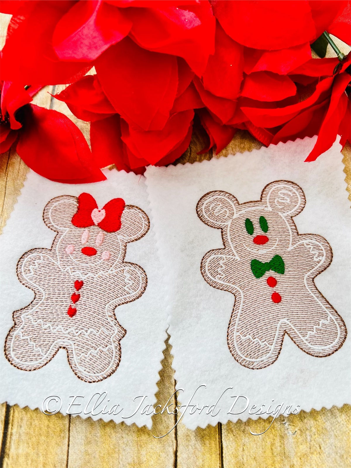 Gingerbread Couple Sketch Embroidery Design 2 SIZES